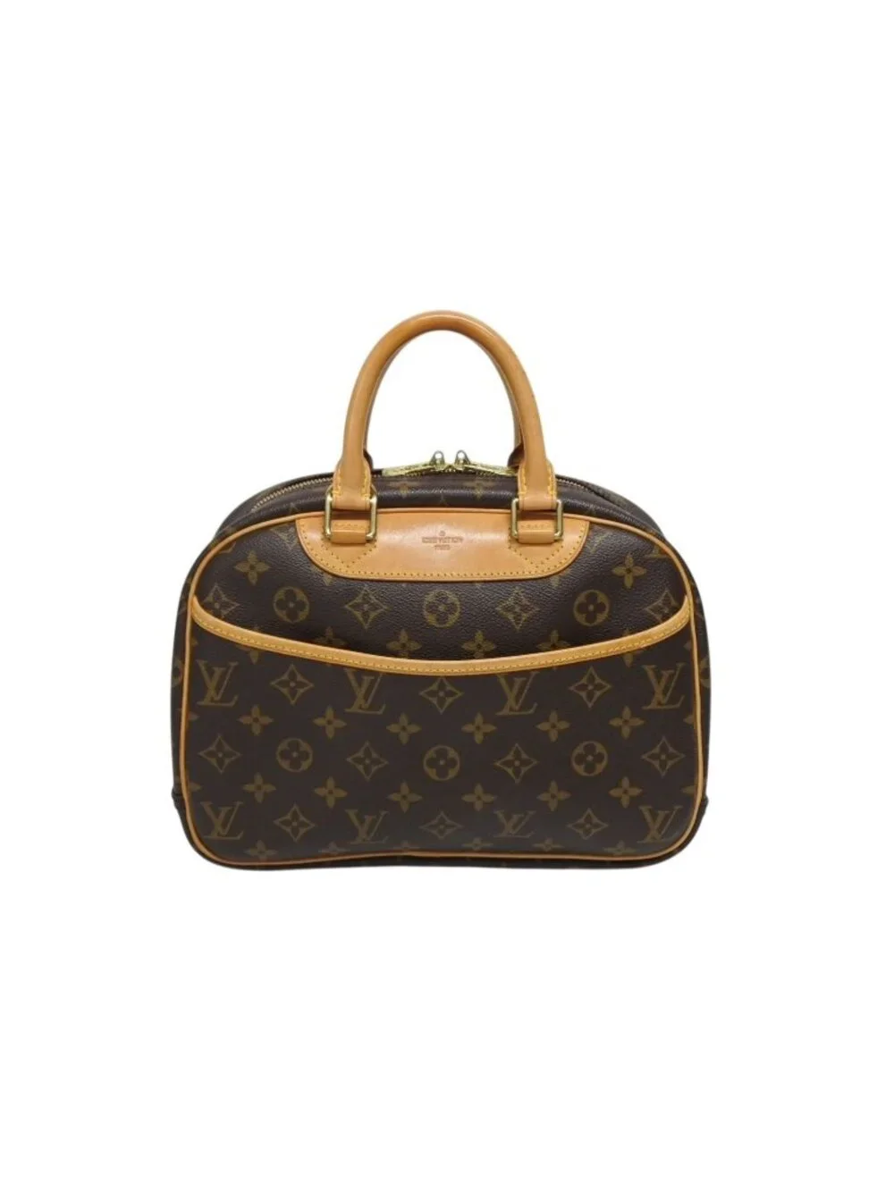 Louis Vuitton Trouville Handbag Monogram Brown Leather Gold